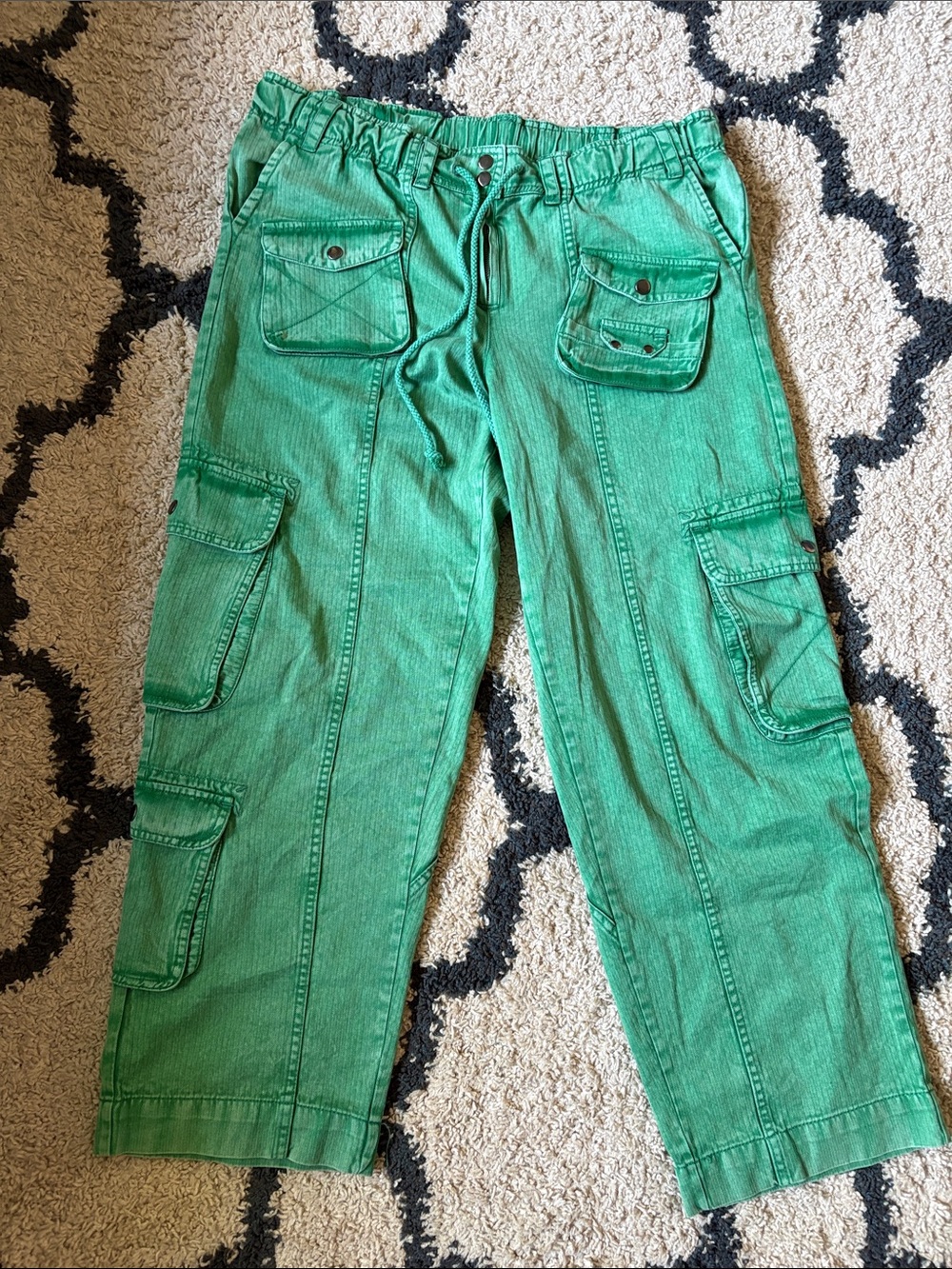 Free People Tahiti Pull on Cargo Pants in Bright Green with Utility Pockets